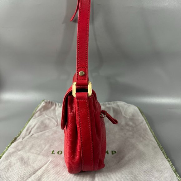 Longchamp Gatsby Python Embossed Leather Shoulder Bag in Red - Picture 4 of 14